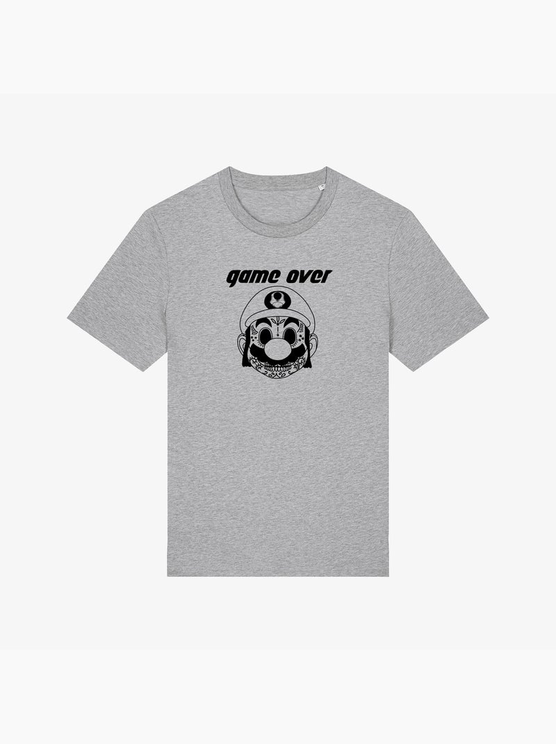 Camiseta Hombre - GAME OVER MARIO Gris jaspeado - Kiabi