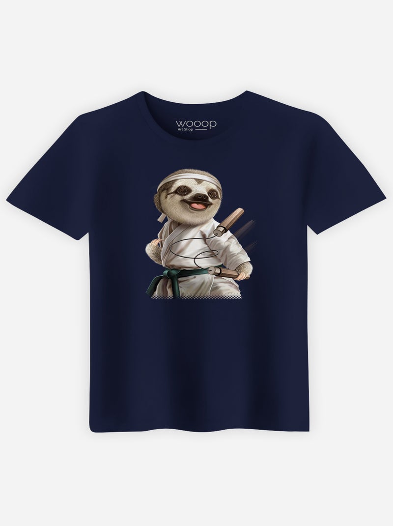 Camiseta Hombre - KARATE SLOTH Azul marino - Kiabi