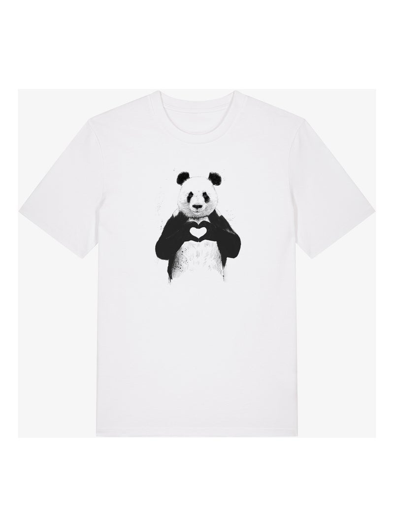 Camiseta Hombre - LOVE PANDA Blanco - Kiabi