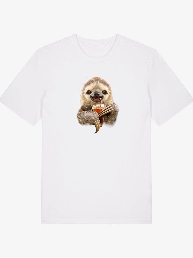 Camiseta Hombre - SLOTH AND DRINK Blanco - Kiabi