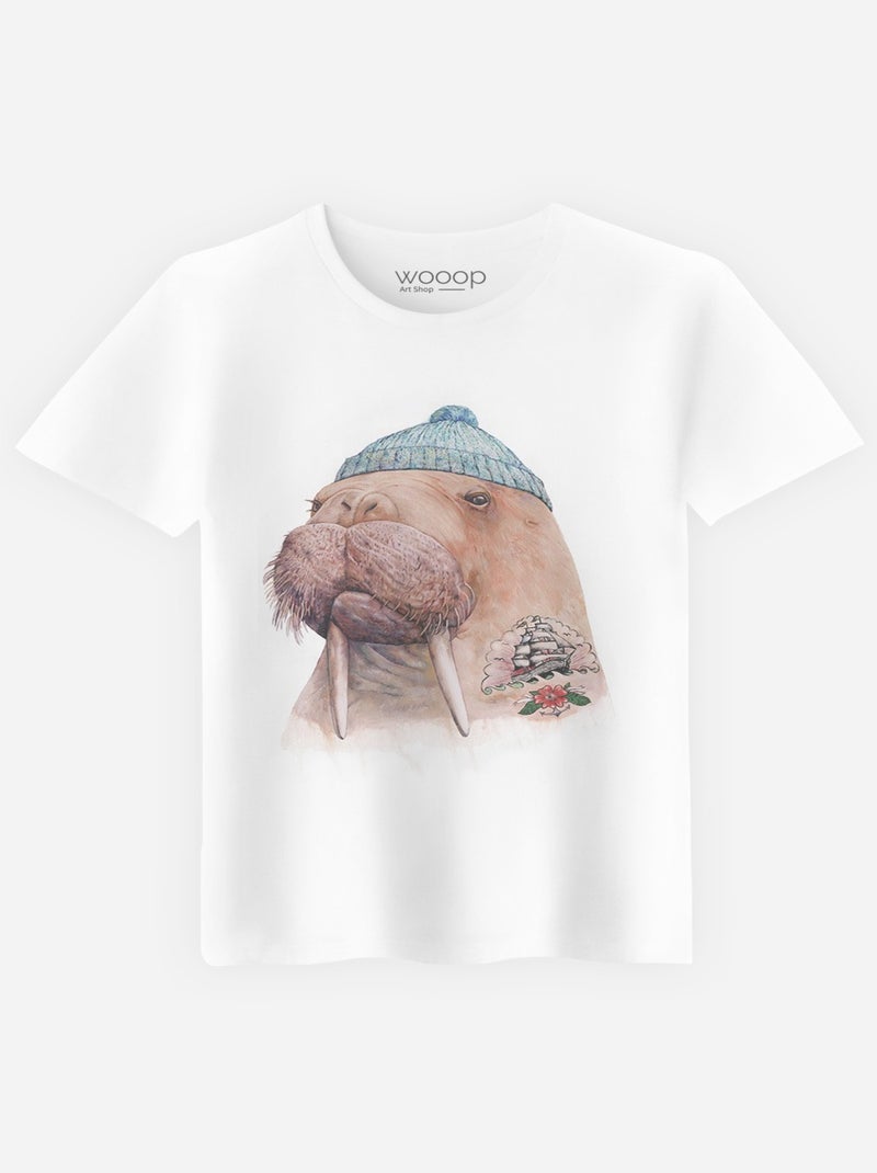 Camiseta Hombre - TATTOOED WALRUS Blanco - Kiabi