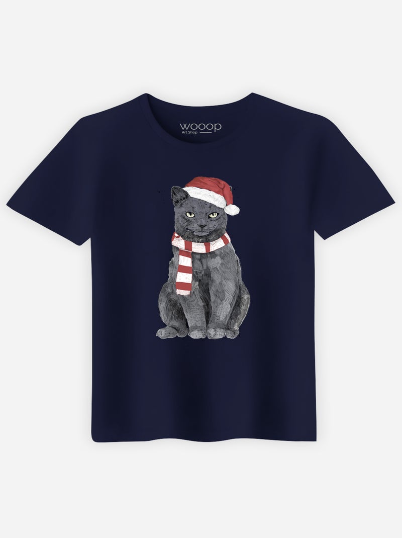 Camiseta Hombre - XMAS CAT Azul marino - Kiabi