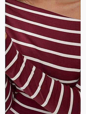 Camiseta hombros descubiertos rayas canalé manga larga hiccup
