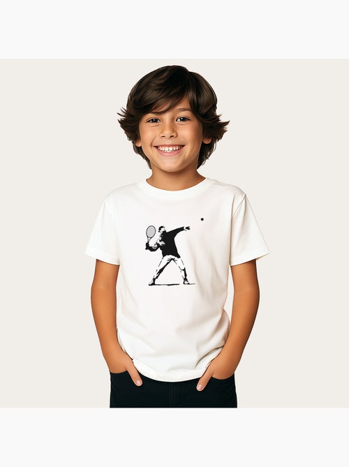 Camiseta infantil APOH BANKSY TENNIS - Kiabi Camiseta infantil APOH BANKSY TENNIS - Kiabi