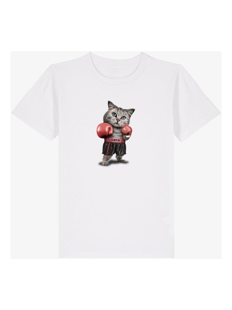 Camiseta infantil BOXING CAT Blanco - Kiabi