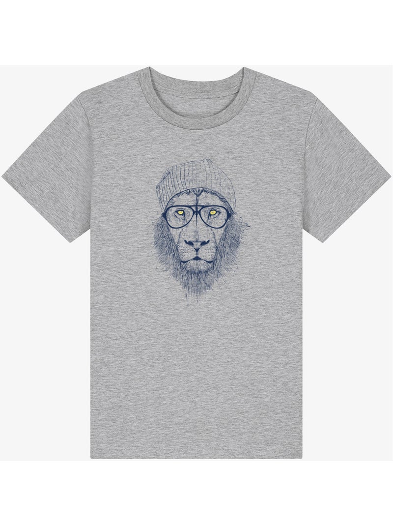 Camiseta infantil COOL LION Gris jaspeado - Kiabi