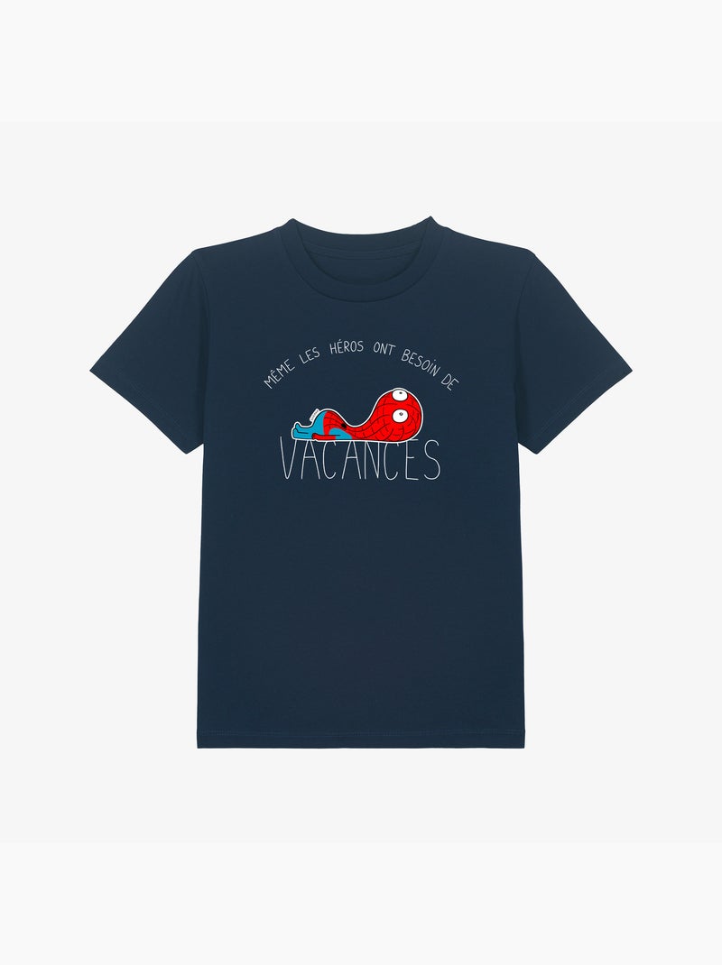Camiseta infantil HEROS VACANCES SPIDER Azul marino - Kiabi