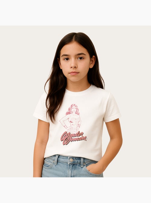 Camiseta infantil WONDER WOMAN PINK - Kiabi Camiseta infantil WONDER WOMAN PINK - Kiabi