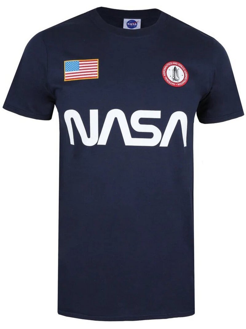 Camiseta insignia de algodón para hombre - nasa Azul marino - Kiabi