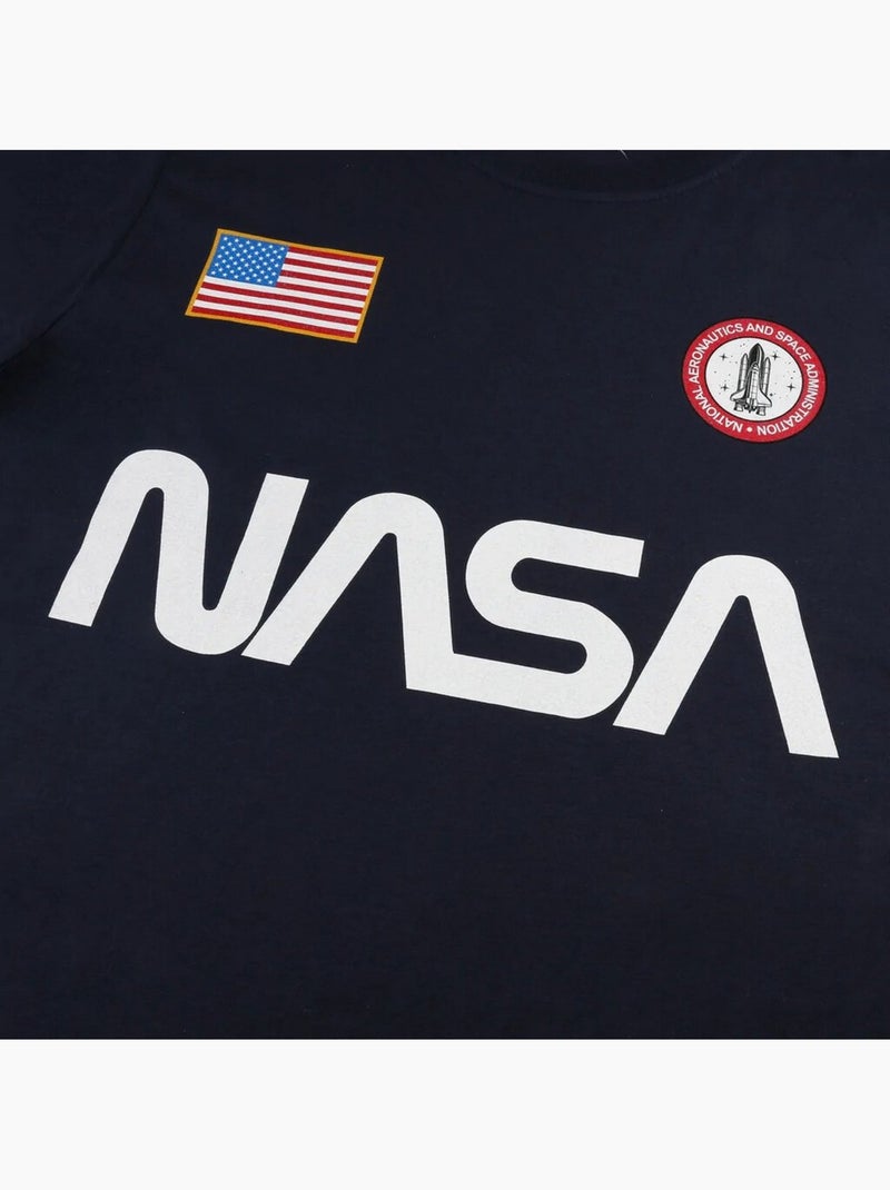 Camiseta insignia de algodón para hombre - nasa Azul marino - Kiabi