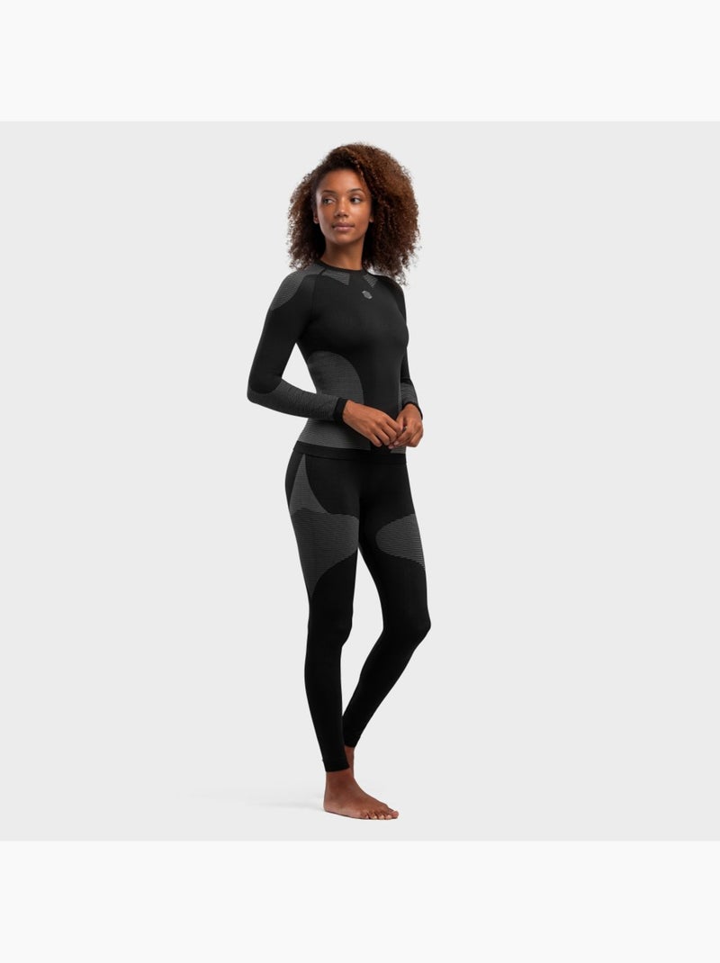 Camiseta interior compresiva de mujer esquí y nieve mujer drystone Negro - Kiabi
