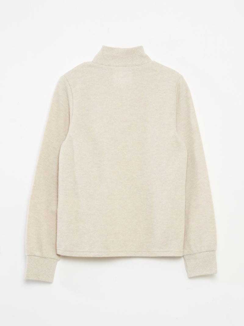 Camiseta interior con bordado en algodón liso Beige - Kiabi