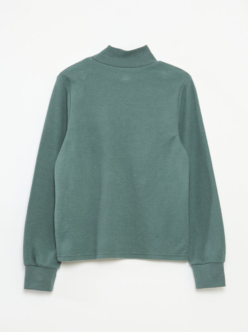 Camiseta interior con bordado en algodón liso Verde - Kiabi