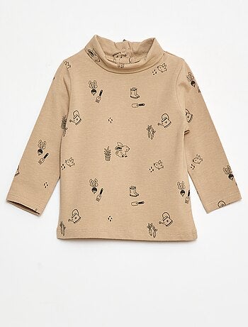 Camiseta interior con cuello alto y estampado