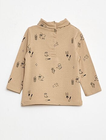Camiseta interior con cuello alto y estampado