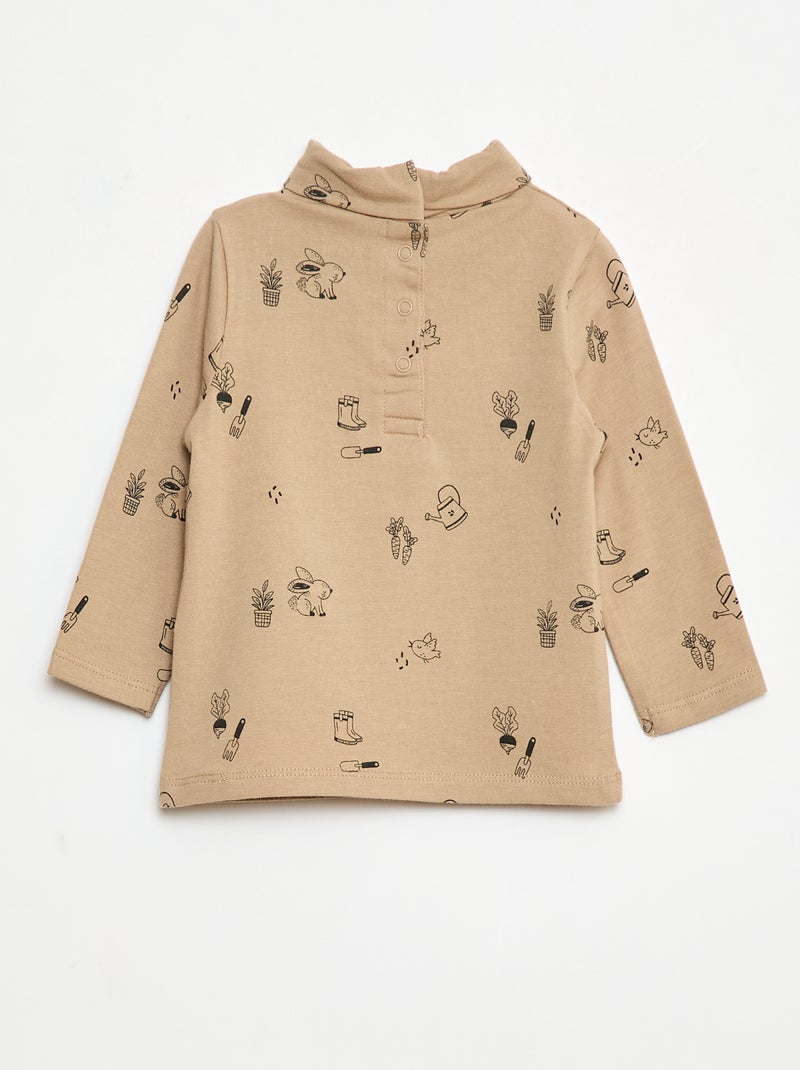 Camiseta interior con cuello alto y estampado Beige - Kiabi
