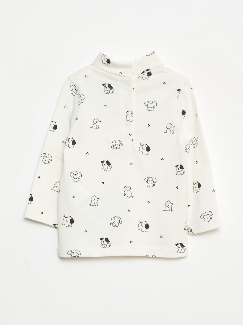Camiseta interior con cuello alto y estampado Blanco - Kiabi