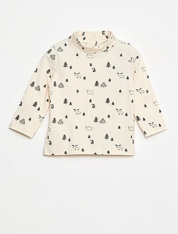 Camiseta interior con cuello alto y estampado