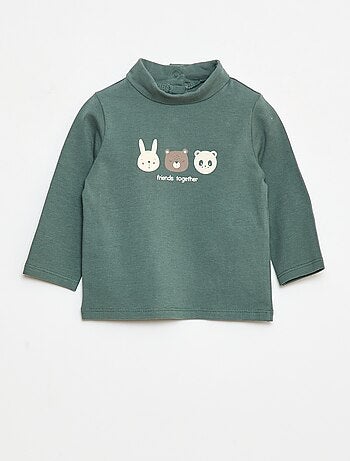 Camiseta interior con cuello alto y estampado