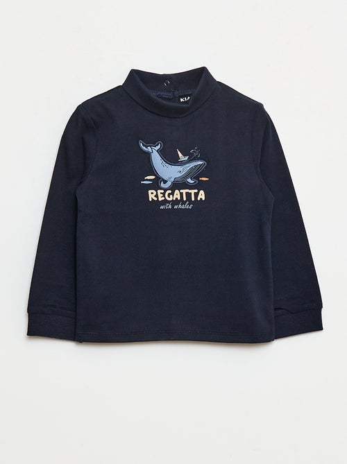 Camiseta interior de cuello alto con estampado en relieve - Kiabi