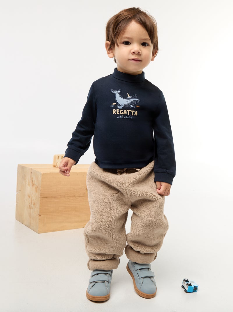 Camiseta interior de cuello alto con estampado en relieve Azul - Kiabi