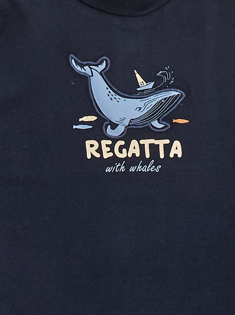 Camiseta interior de cuello alto con estampado en relieve Azul - Kiabi