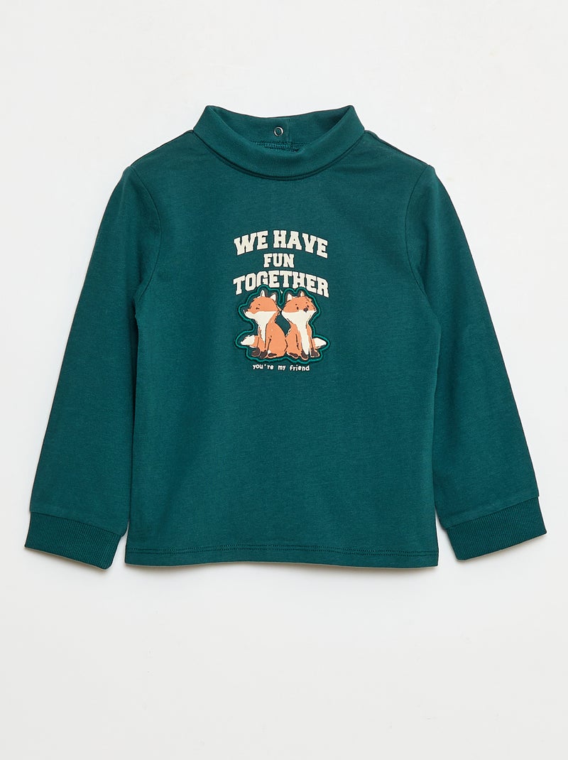 Camiseta interior de cuello alto con estampado en relieve Verde - Kiabi