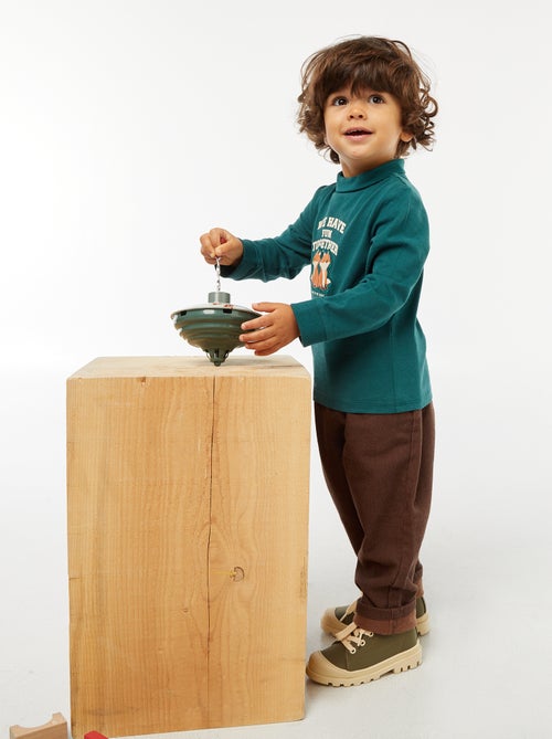 Camiseta interior de cuello alto con estampado en relieve - Kiabi