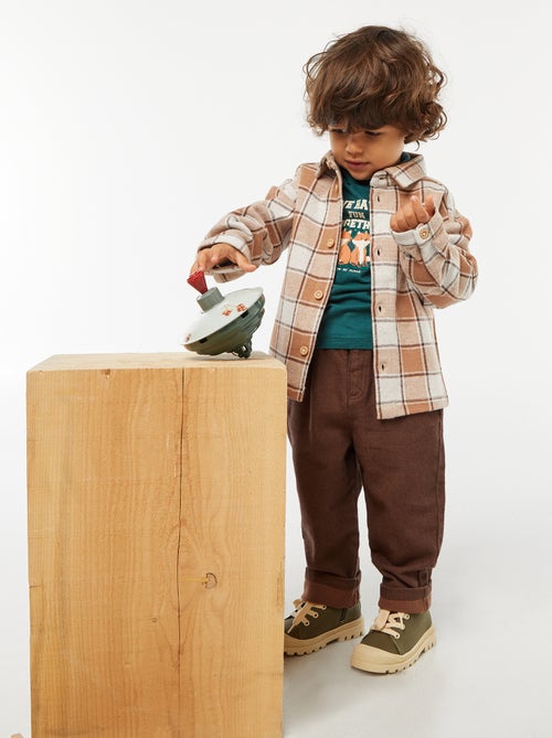 Camiseta interior de cuello alto con estampado en relieve - Kiabi