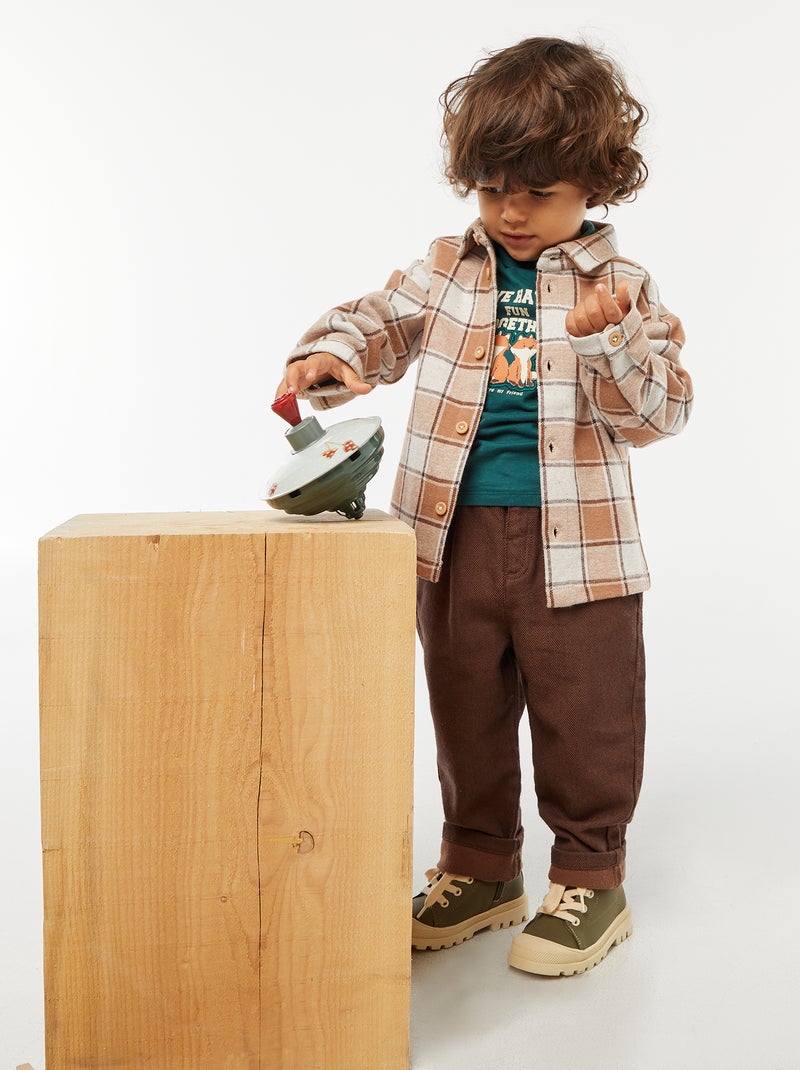 Camiseta interior de cuello alto con estampado en relieve Verde - Kiabi