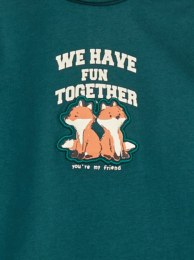 Camiseta interior de cuello alto con estampado en relieve Verde - Kiabi