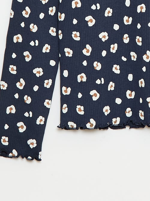 Camiseta interior de cuello alto en canalé de algodón - Kiabi