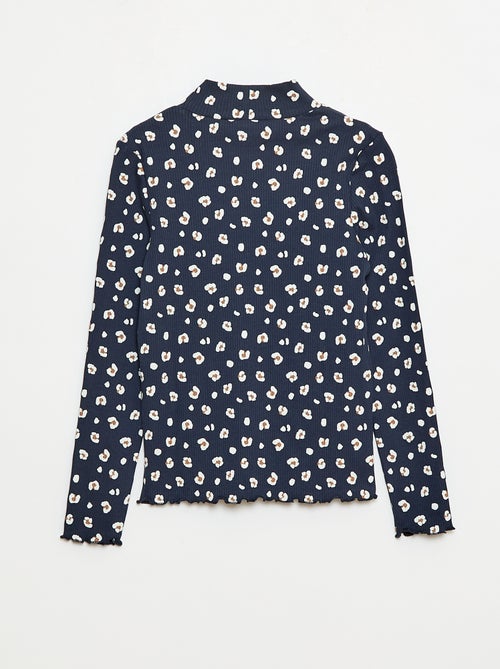 Camiseta interior de cuello alto en canalé de algodón - Kiabi