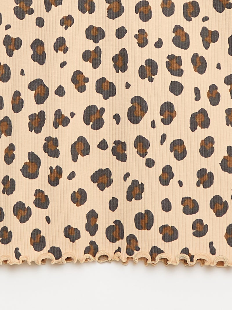 Camiseta interior de cuello alto en punto de algodón Beige - Kiabi