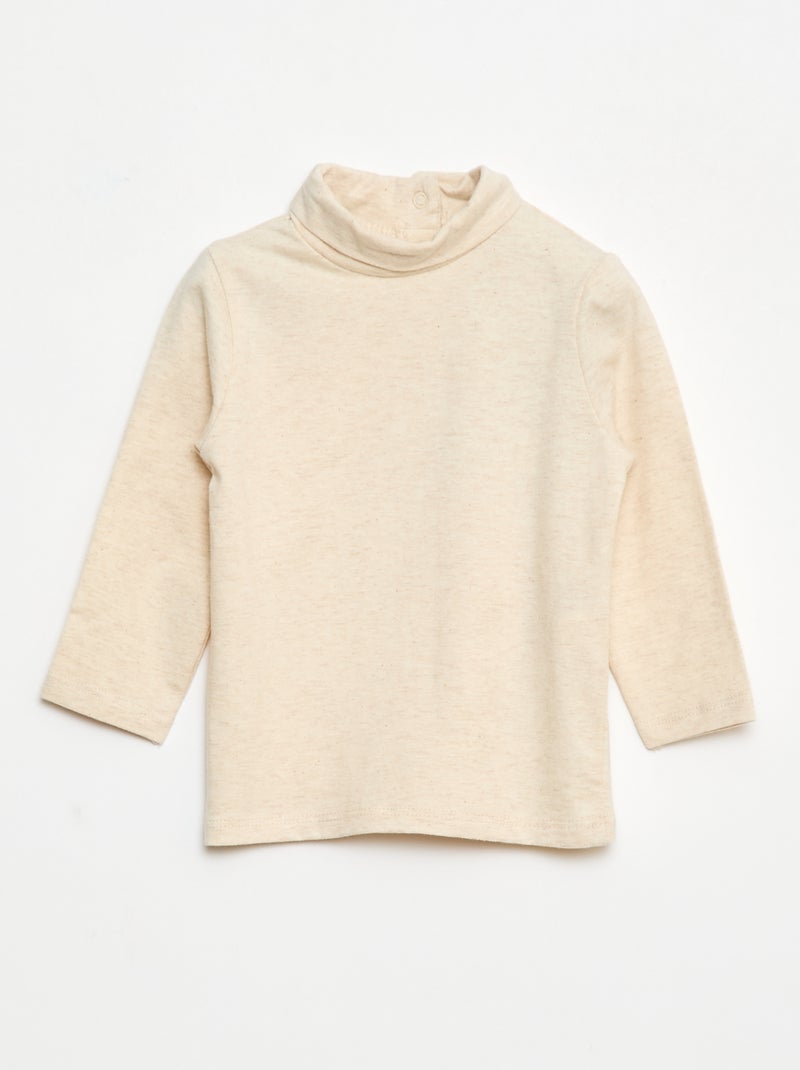 Camiseta interior de cuello alto lisa Beige - Kiabi
