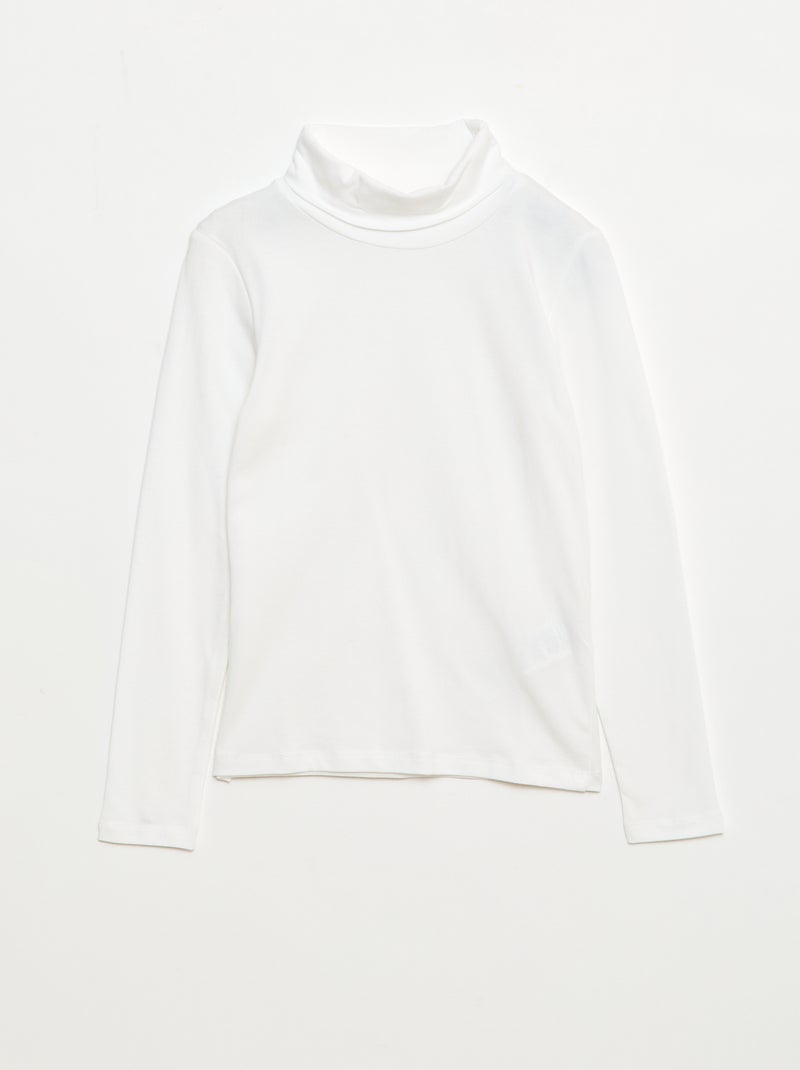 Camiseta interior de cuello alto lisa Blanco - Kiabi