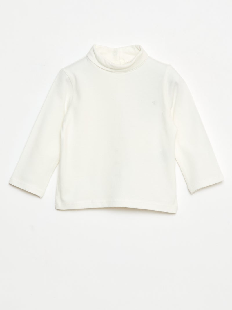 Camiseta interior de cuello alto lisa Blanco - Kiabi