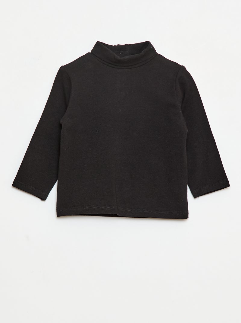 Camiseta interior de cuello alto lisa Negro - Kiabi