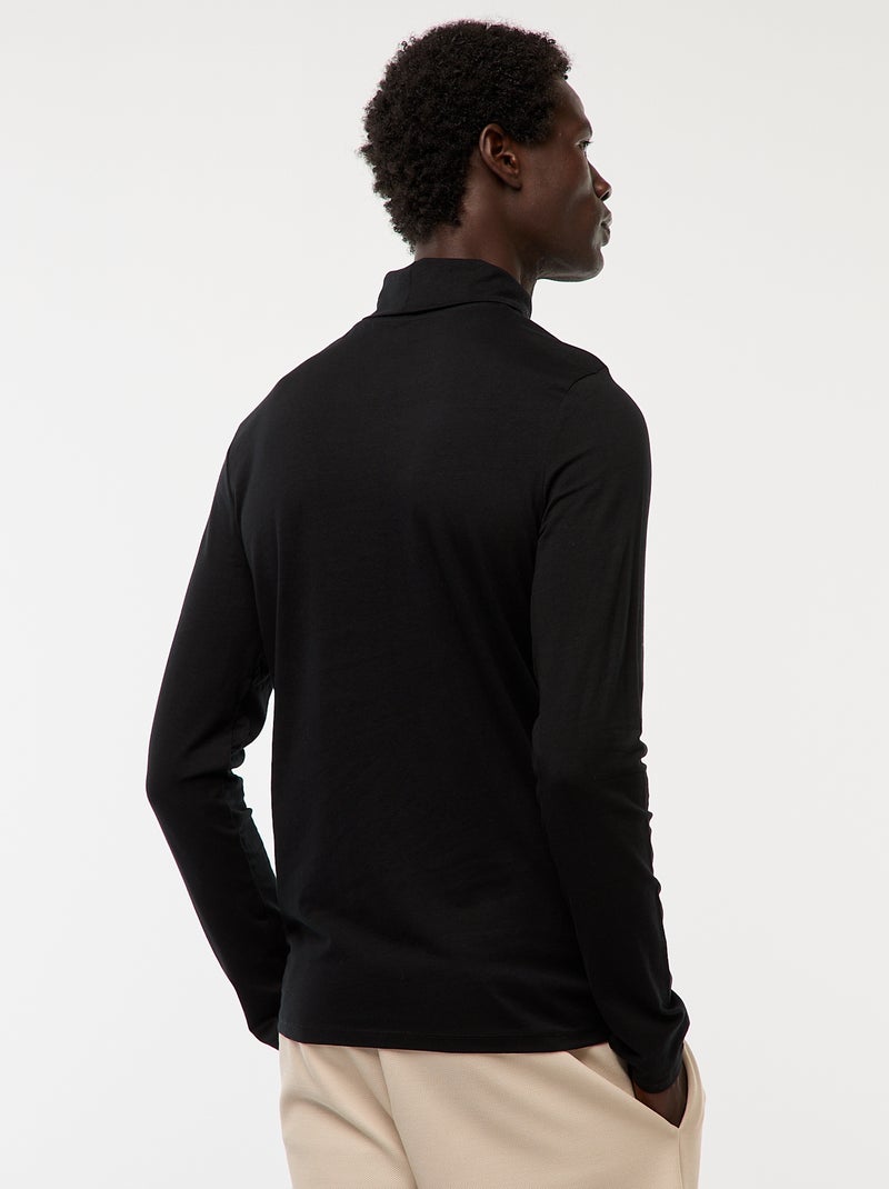 Camiseta interior de cuello alto lisa Negro - Kiabi