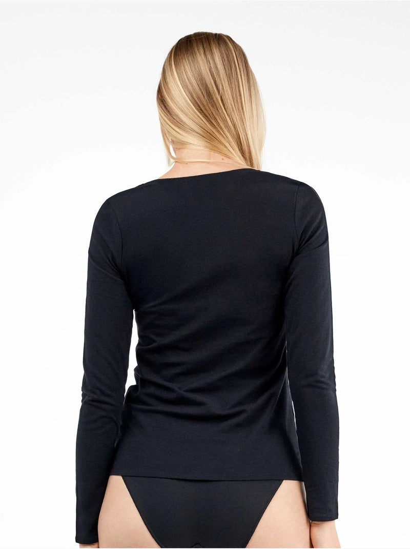 Camiseta interior de manga larga en tejido de algodón Negro - Kiabi