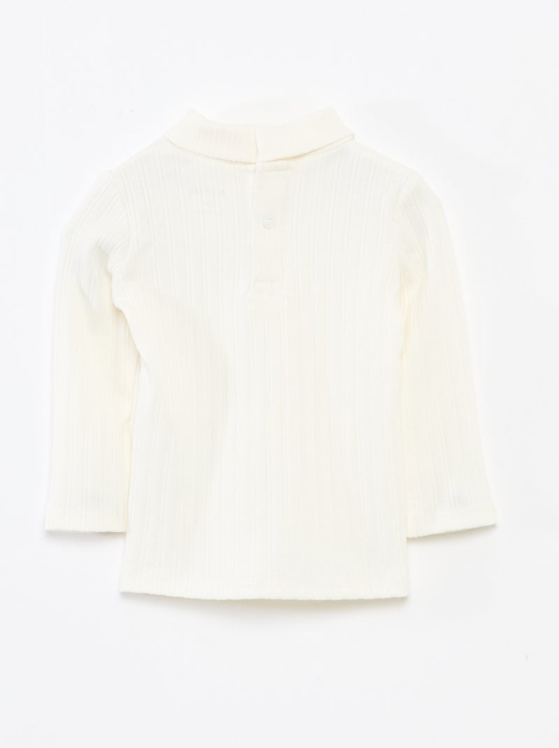 Camiseta interior de punto acanalado con flores fantasía de algodón Blanco - Kiabi