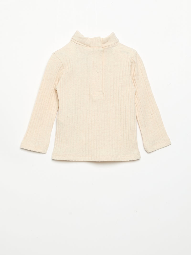 Camiseta interior de punto acanalado plano Beige - Kiabi