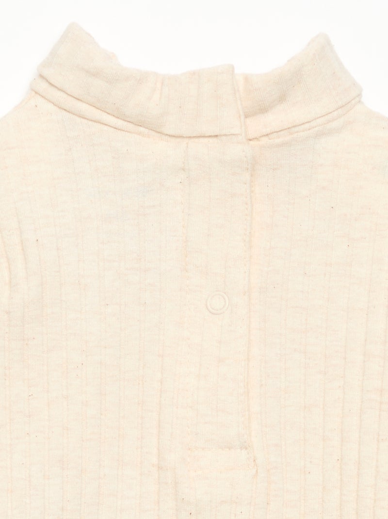 Camiseta interior de punto acanalado plano Beige - Kiabi