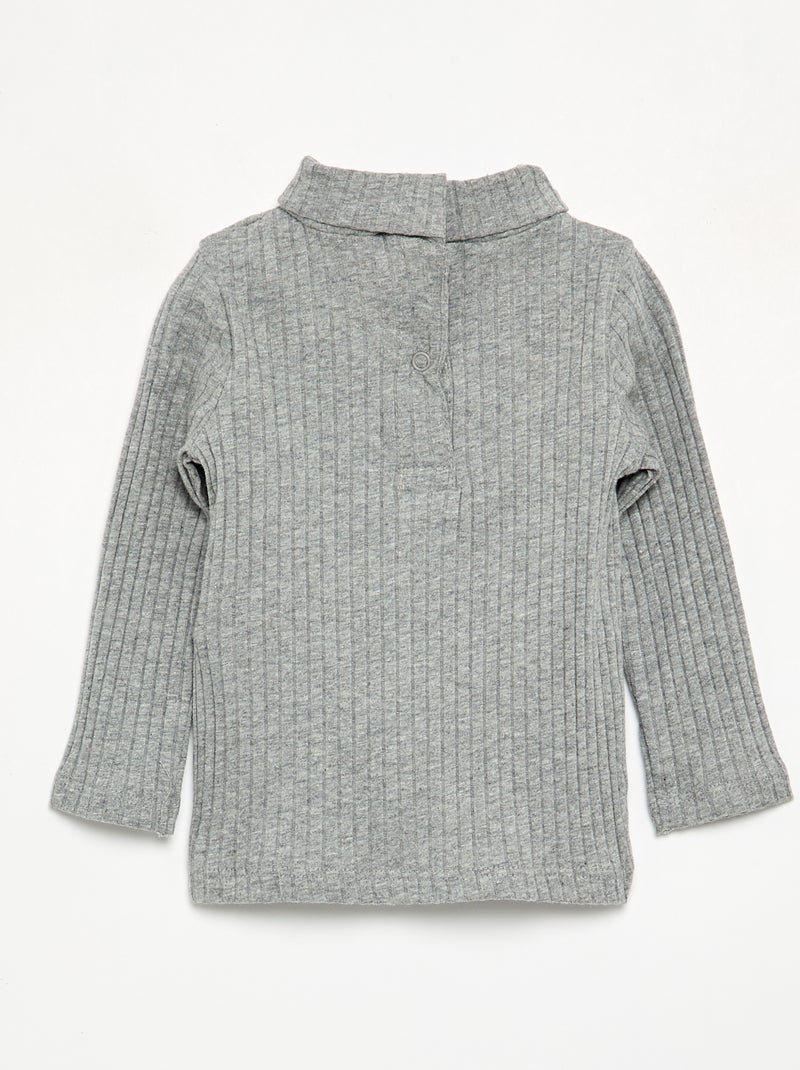 Camiseta interior de punto acanalado plano Gris - Kiabi