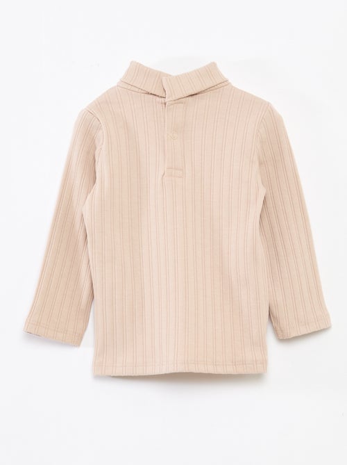 Camiseta interior de punto canalé con flores fantasía de algodón - Kiabi