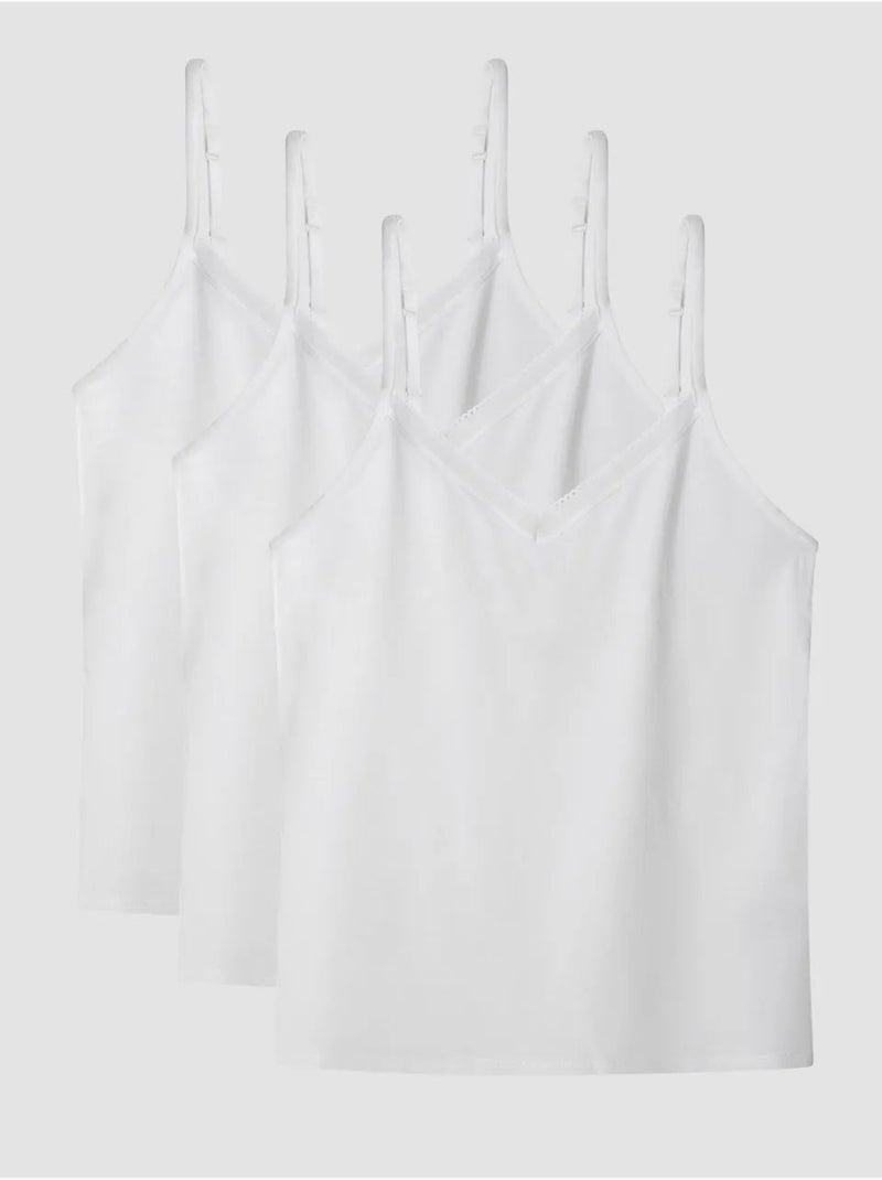 Camiseta interior de tirantes con detalle de encaje, en tejido modal Blanco - Kiabi