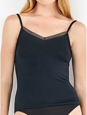 Camiseta interior de tirantes con detalle de encaje, en tejido modal