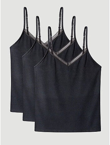 Camiseta interior de tirantes con detalle de encaje, en tejido modal