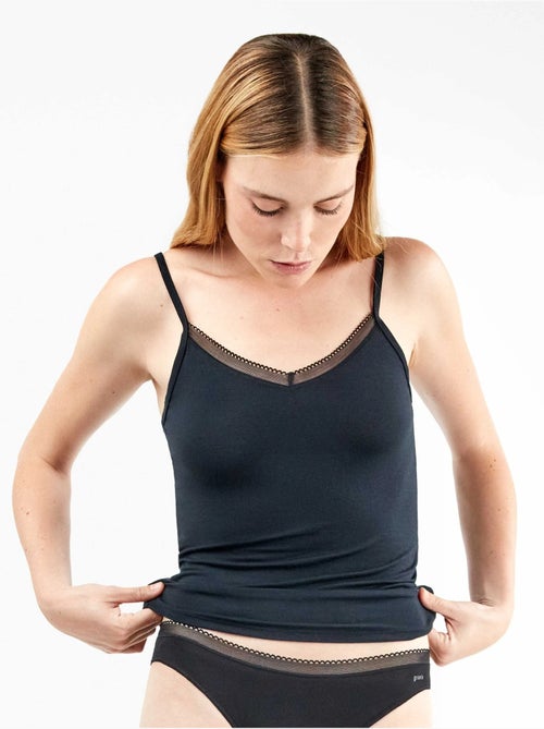 Camiseta interior de tirantes con detalle de encaje, en tejido modal - Kiabi Camiseta interior de tirantes con detalle de encaje, en tejido modal - Kiabi