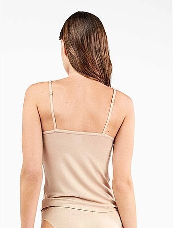 Camiseta interior de tirantes con detalle de encaje, en tejido modal